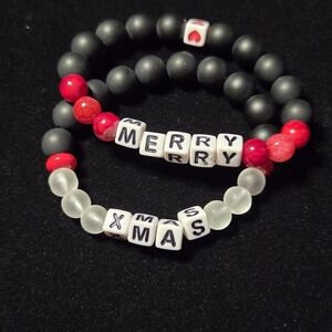 Black and Red Beaded Christmas Bracelets